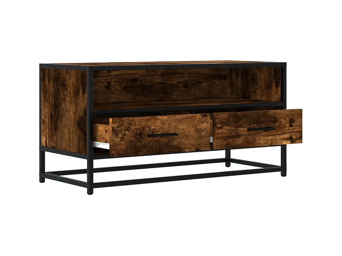 Móvel p/ TV 80x34,5x40 cm deriv. madeira/metal carvalho fumado