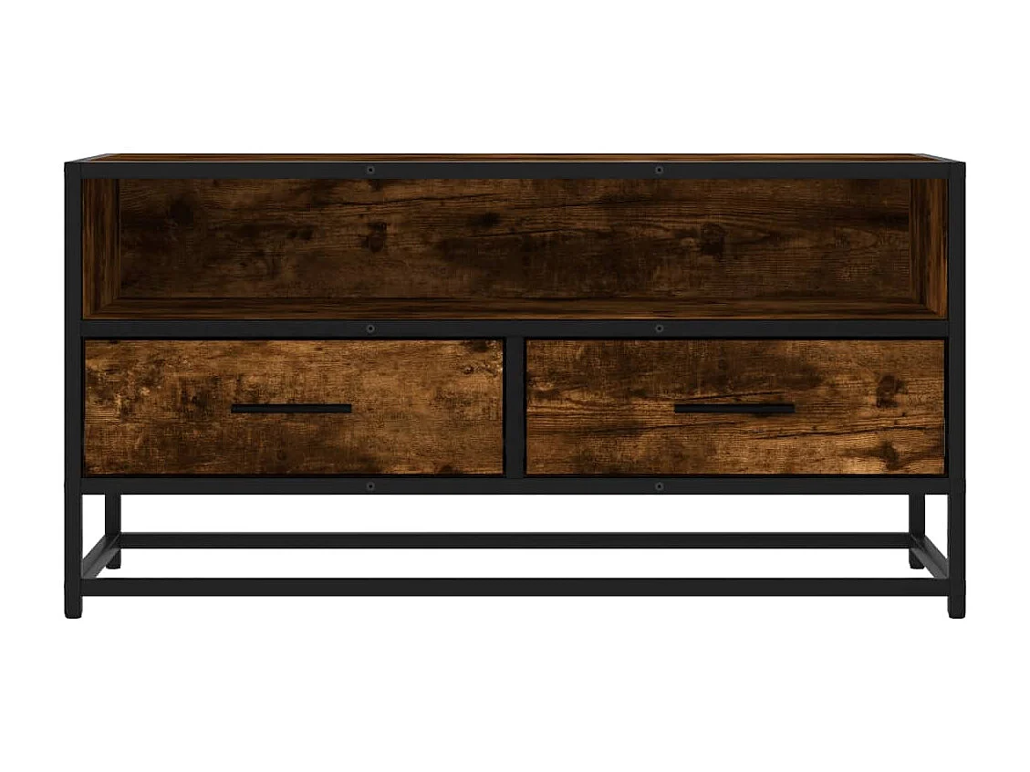 Meuble TV chêne fumé 80x34,5x40 cm bois d'ingénierie et métal