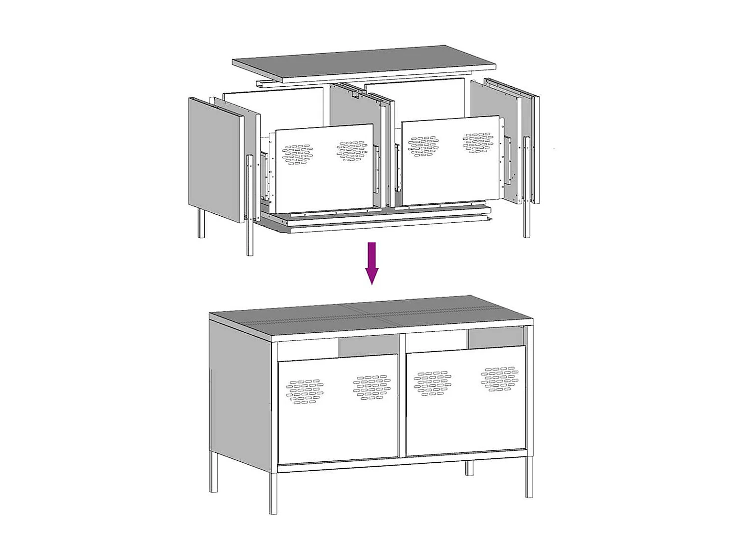 TV-Schrank Weiß 68x39x43,5 cm Kaltgewalzter Stahl