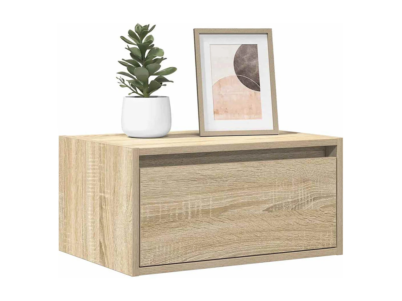 Mesa de cabeceira de parede com luzes LED carvalho sonoma