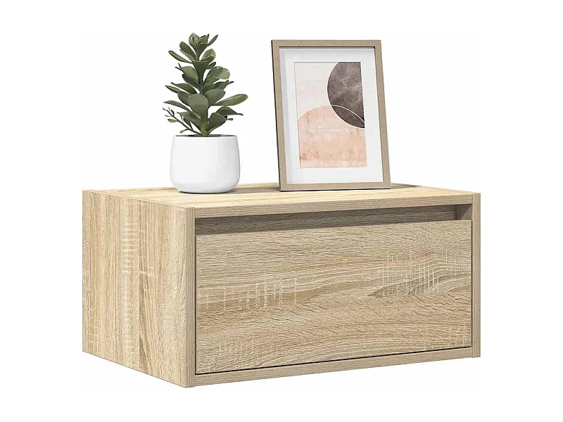 Mesa de cabeceira de parede com luzes LED carvalho sonoma