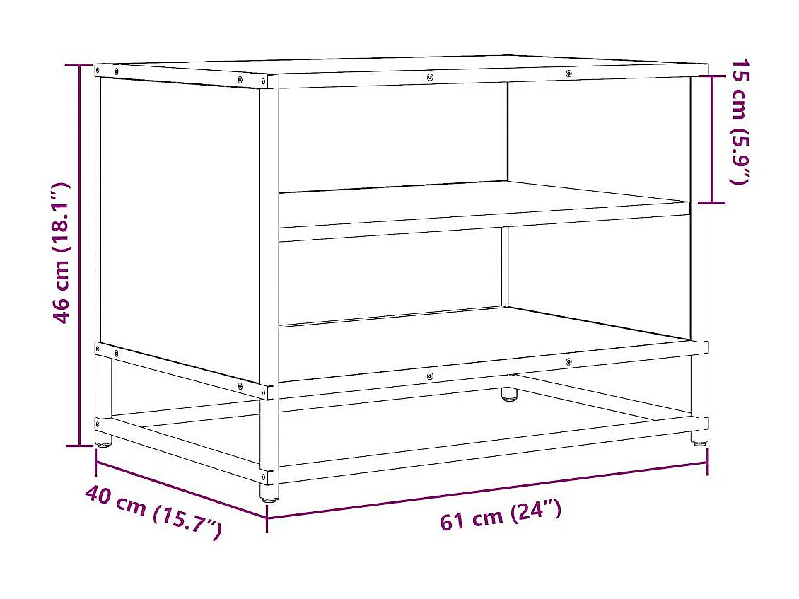 Mobile TV Rovere Marrone 61x40x46 cm Legno Multistrato Metallo