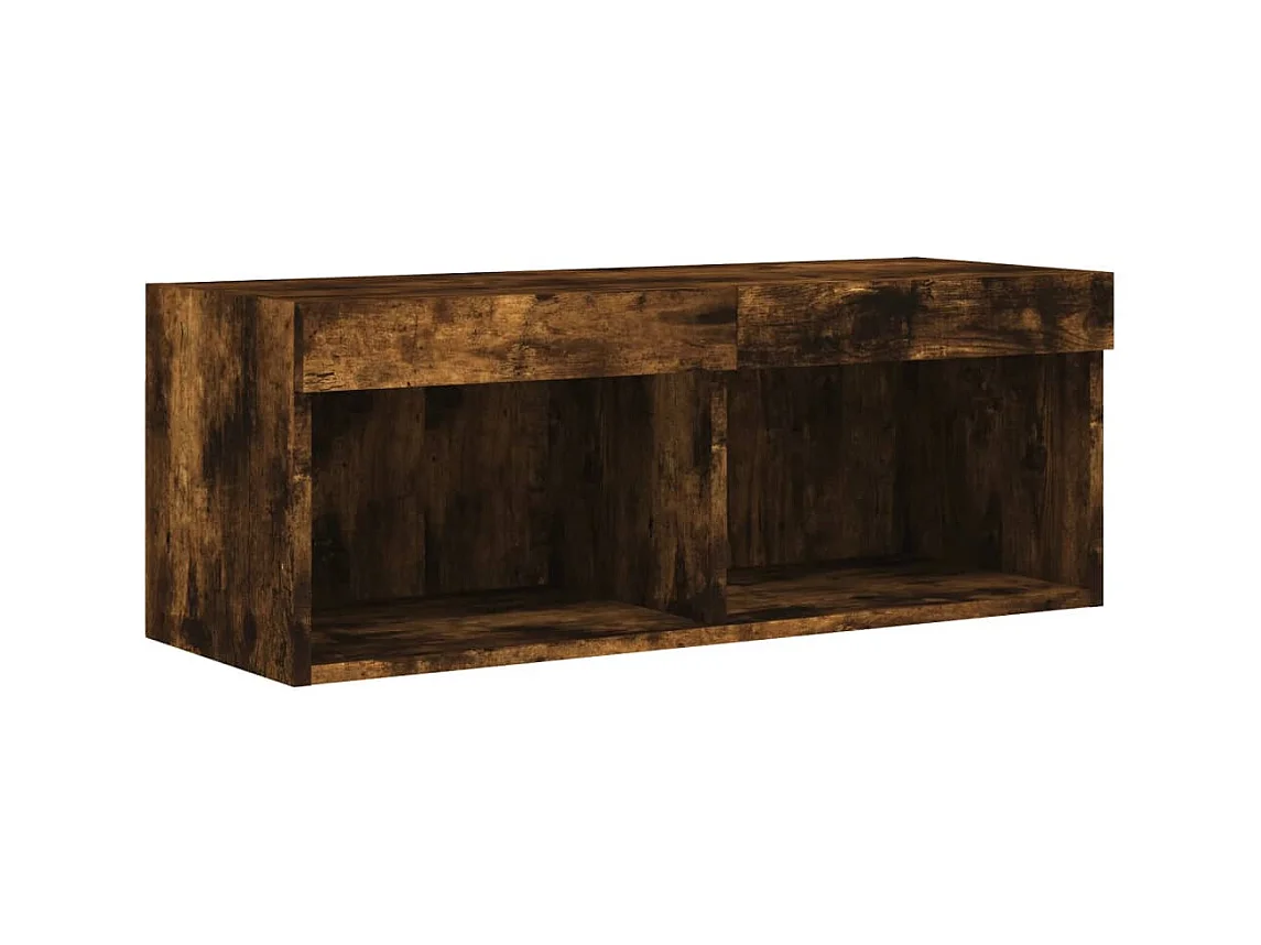 8-delige tv-wandmeubelset met LED bewerkt hout gerookt eiken