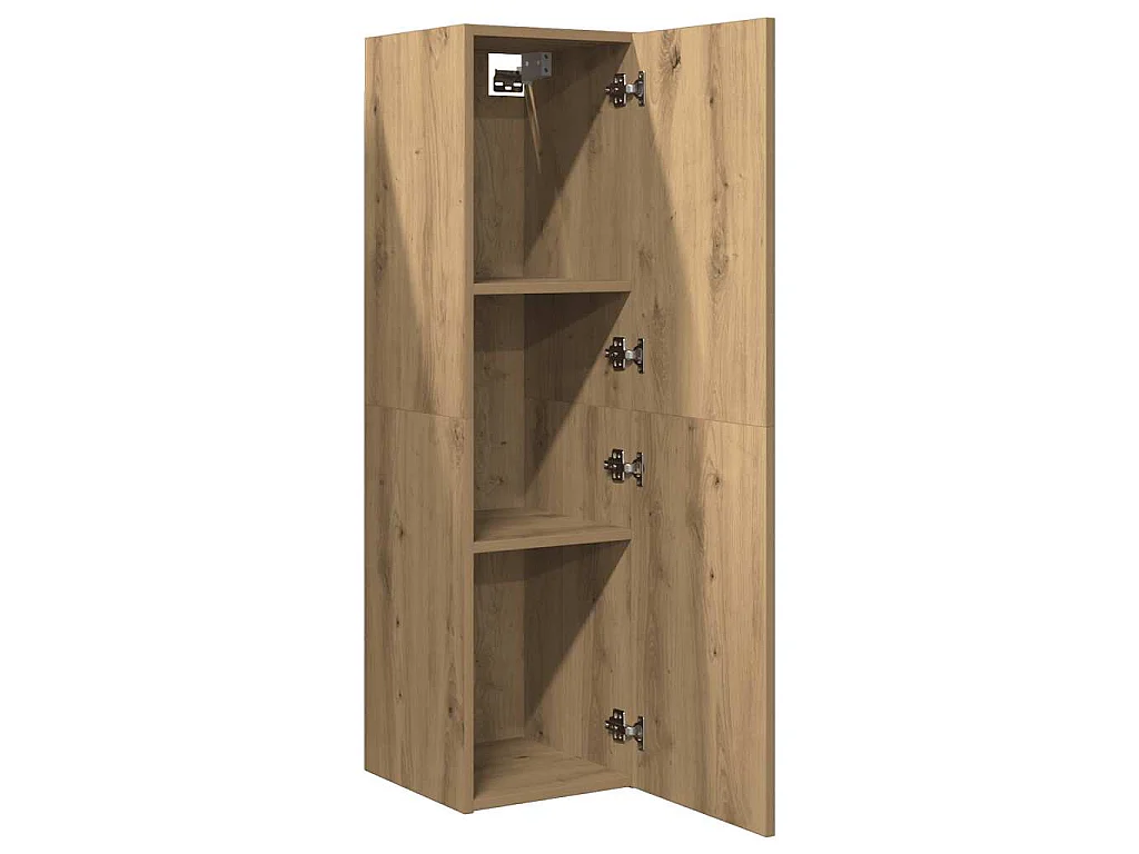 Meuble TV chêne artisanal 30,5x30x110 cm bois d'ingénierie