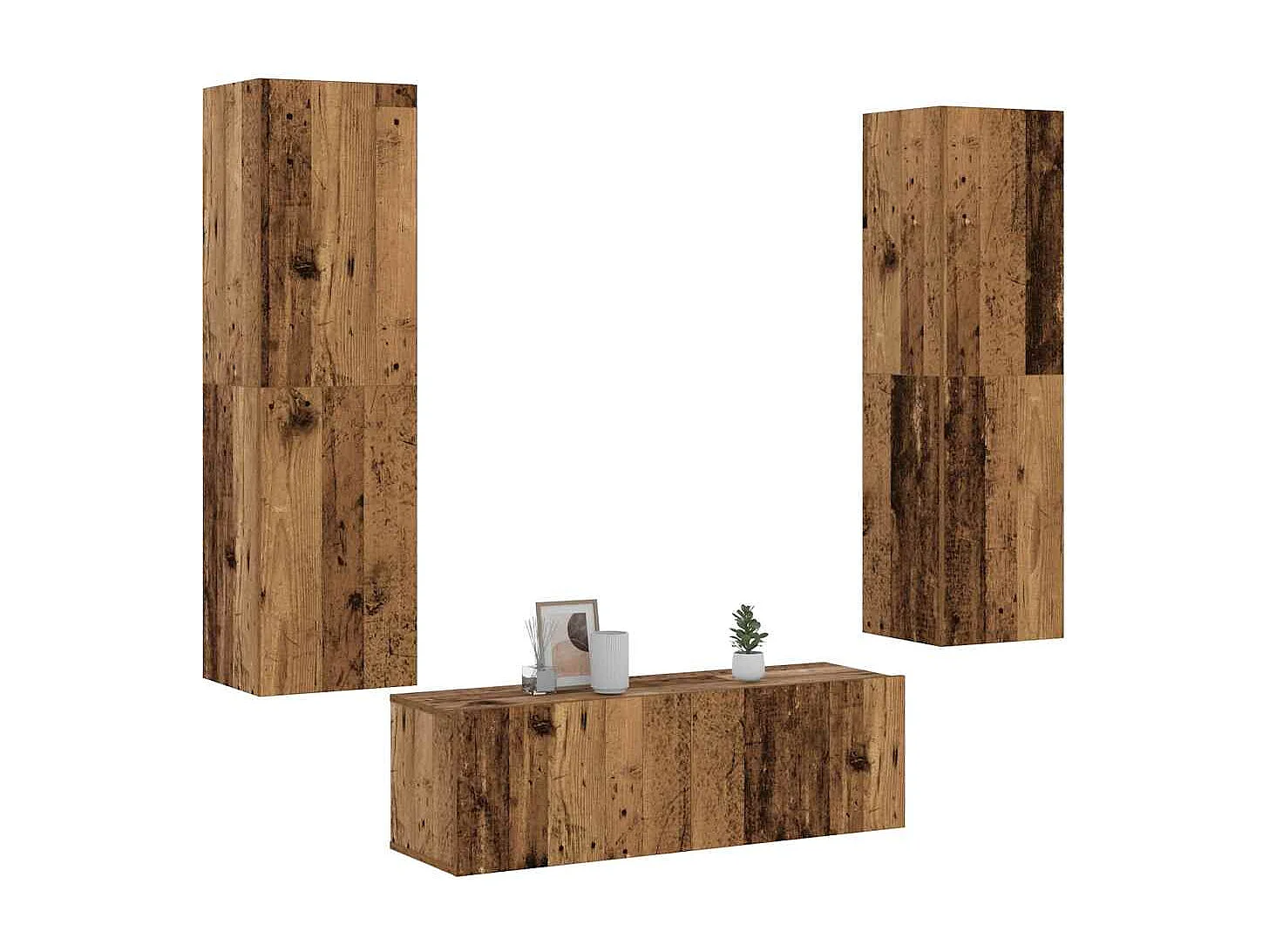 Meubles TV muraux 3 pcs vieux bois bois d'ingénierie