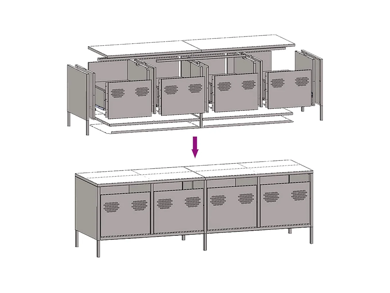 TV-Schrank Rosa 135x39x43,5 cm Kaltgewalzter Stahl