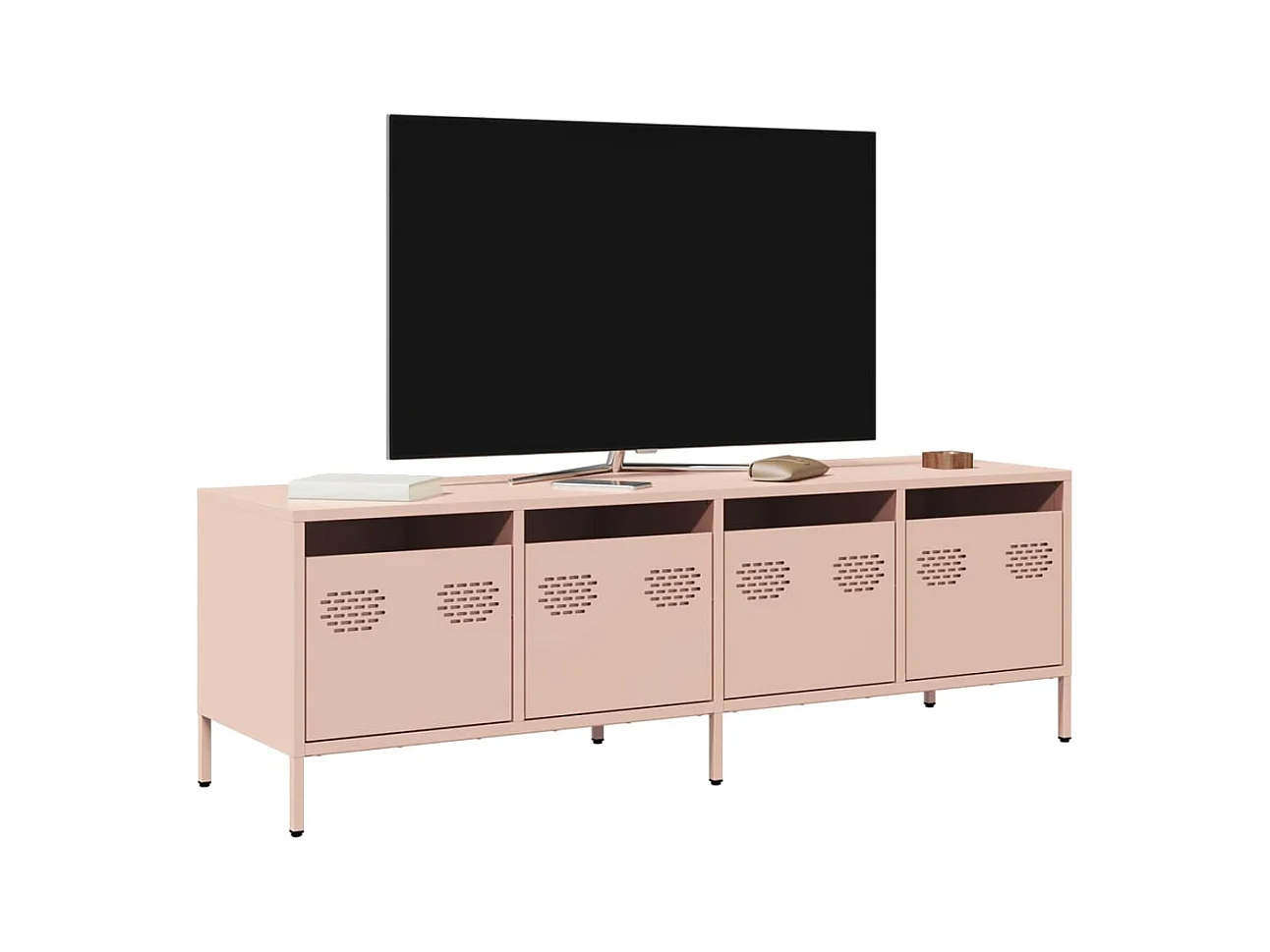 Meuble TV rose 135x39x43,5 cm acier laminé à froid