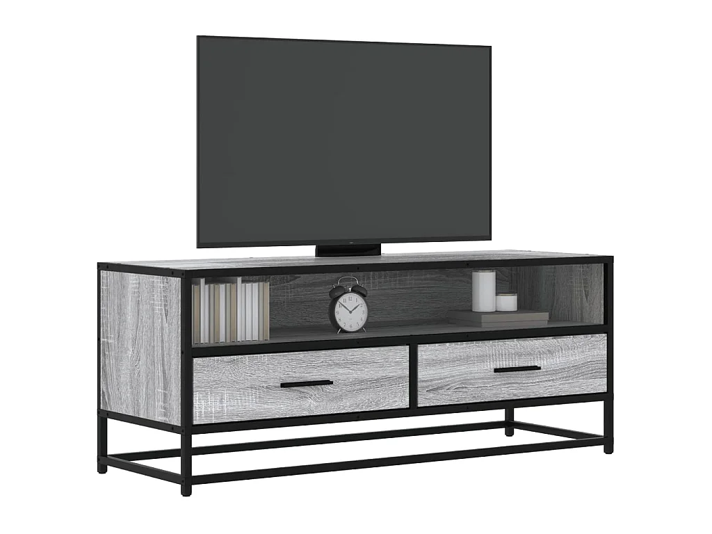 Meuble TV sonoma gris 100x34,5x40 cm bois d'ingénierie et métal