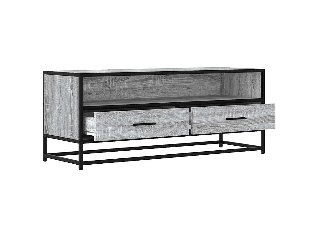 Meuble TV sonoma gris 100x34,5x40 cm bois d'ingénierie et métal