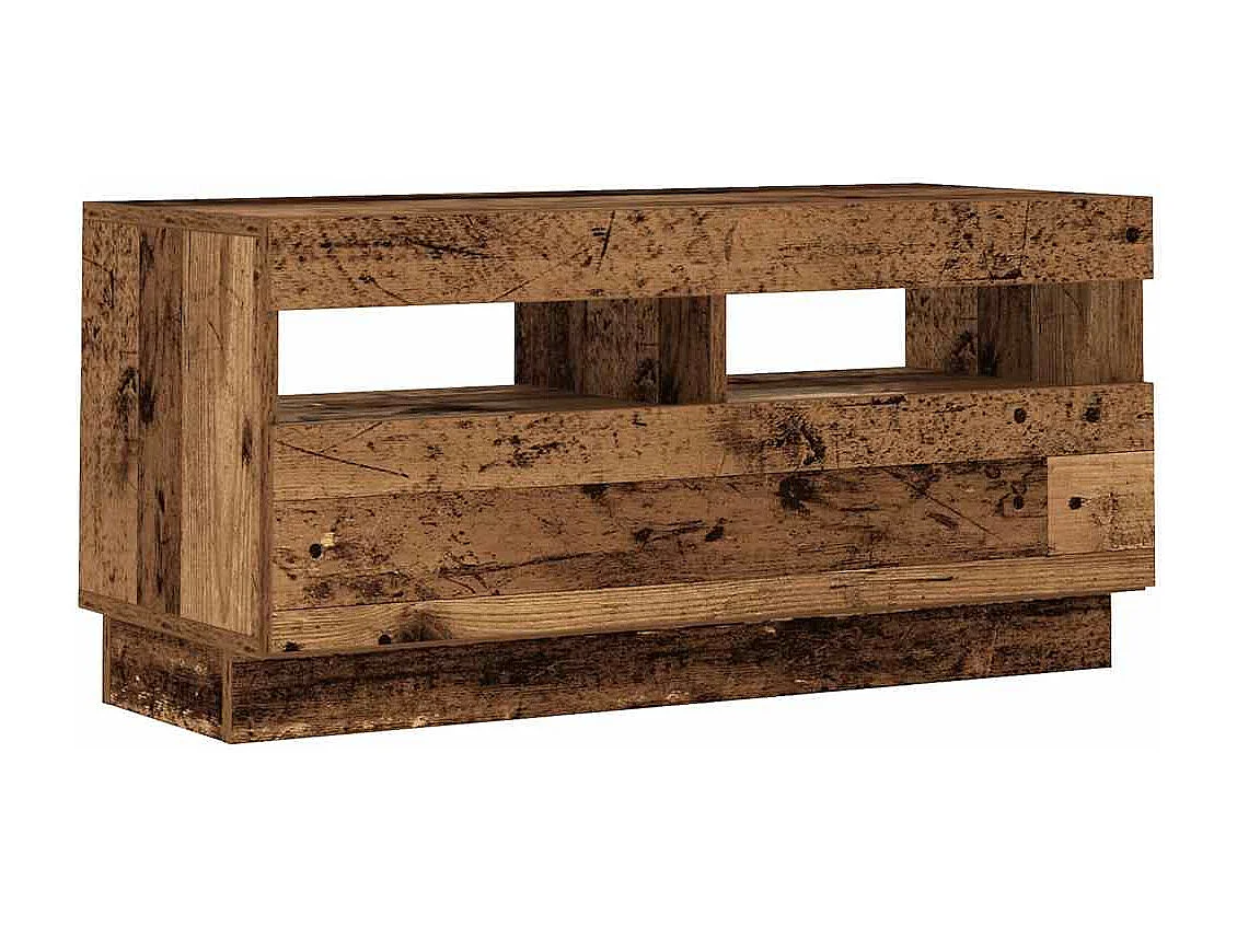 Tv-meubel met LED 180x35x40 cm bewerkt hout oud hout
