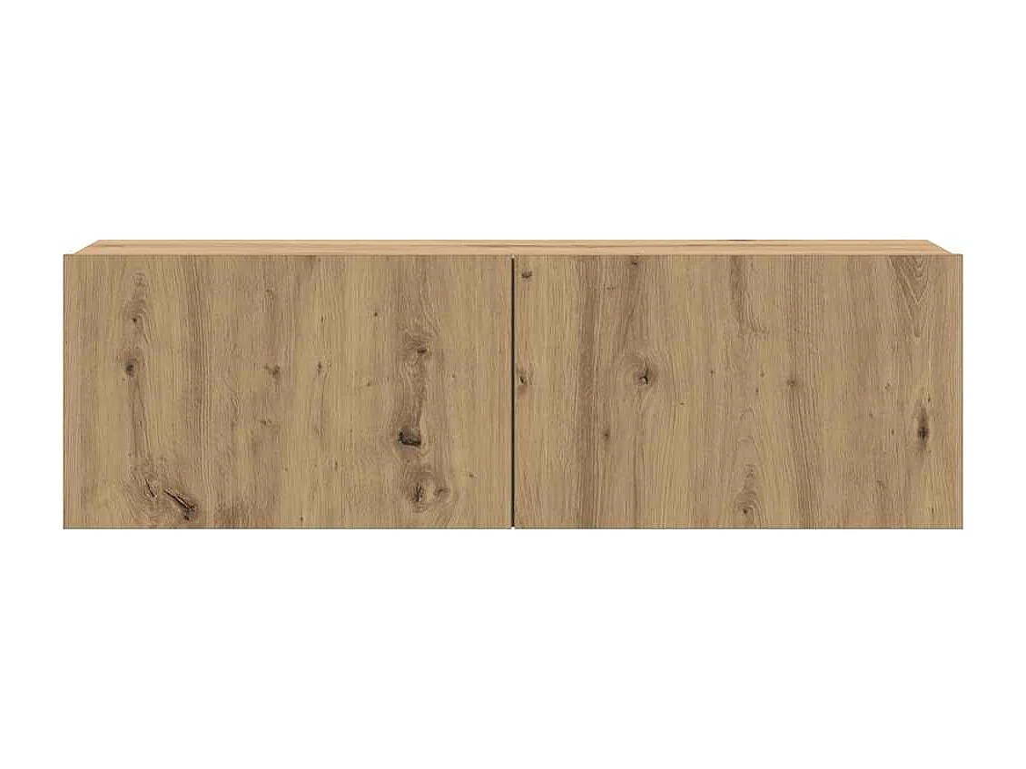 8-delig Tv-meubelset wandmontage bewerkt hout artisanaal eiken