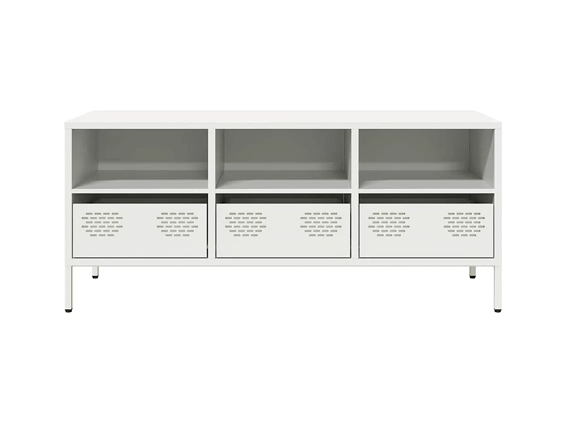 Mobile TV Bianco 101,5x39x43,5 cm in Acciaio Laminato a Freddo