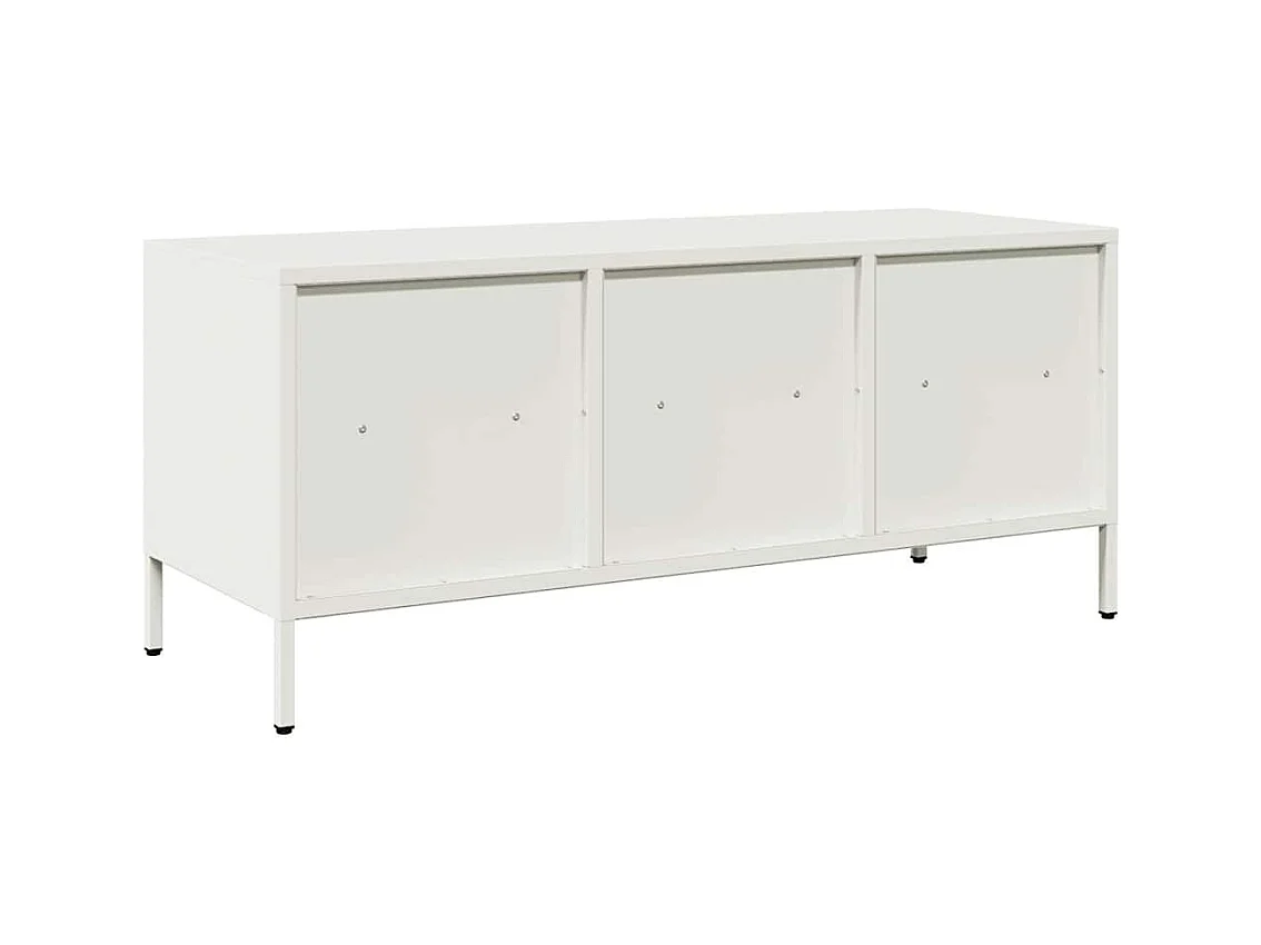 Mobile TV Bianco 101,5x39x43,5 cm in Acciaio Laminato a Freddo