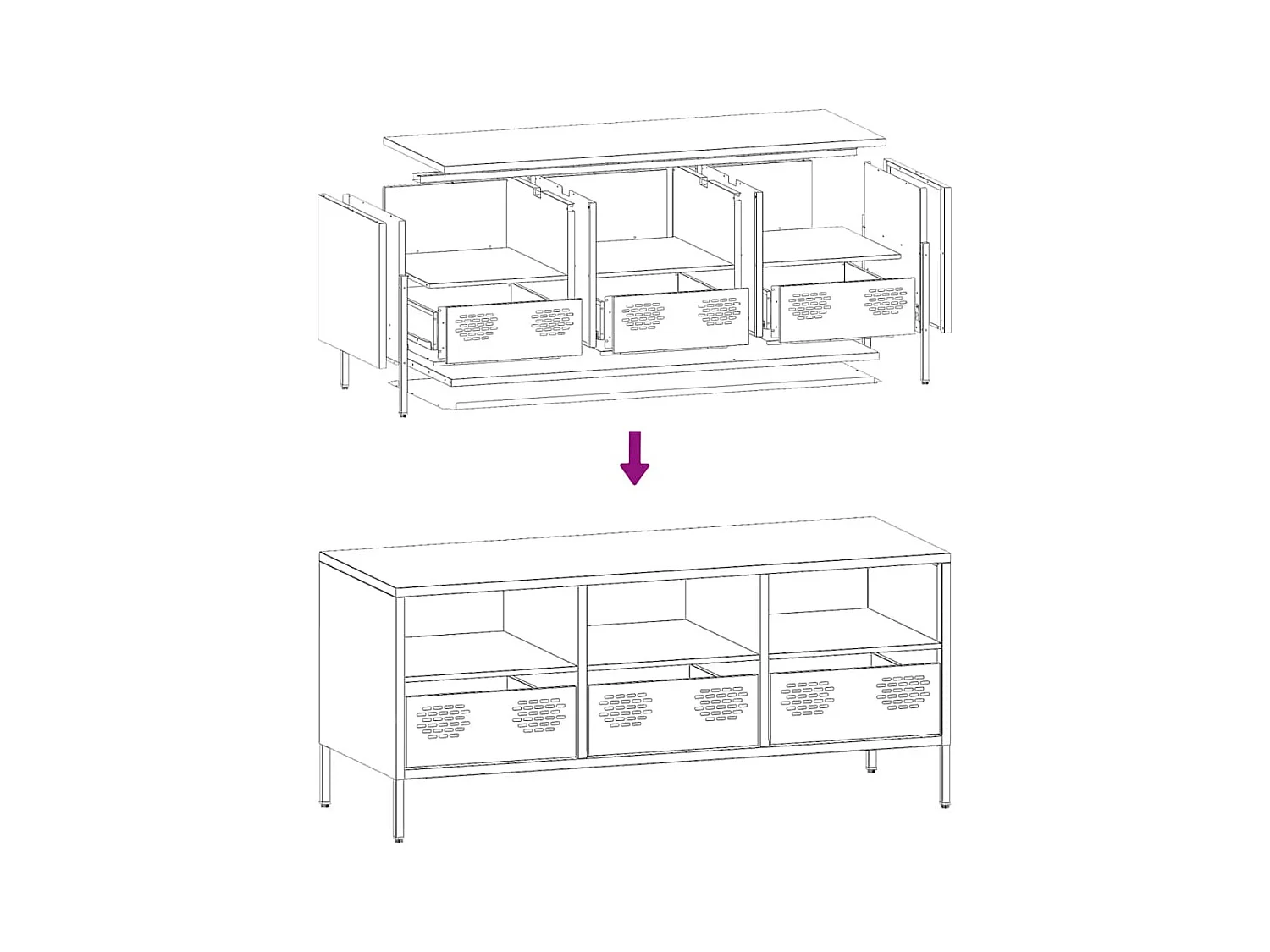 Mobile TV Bianco 101,5x39x43,5 cm in Acciaio Laminato a Freddo