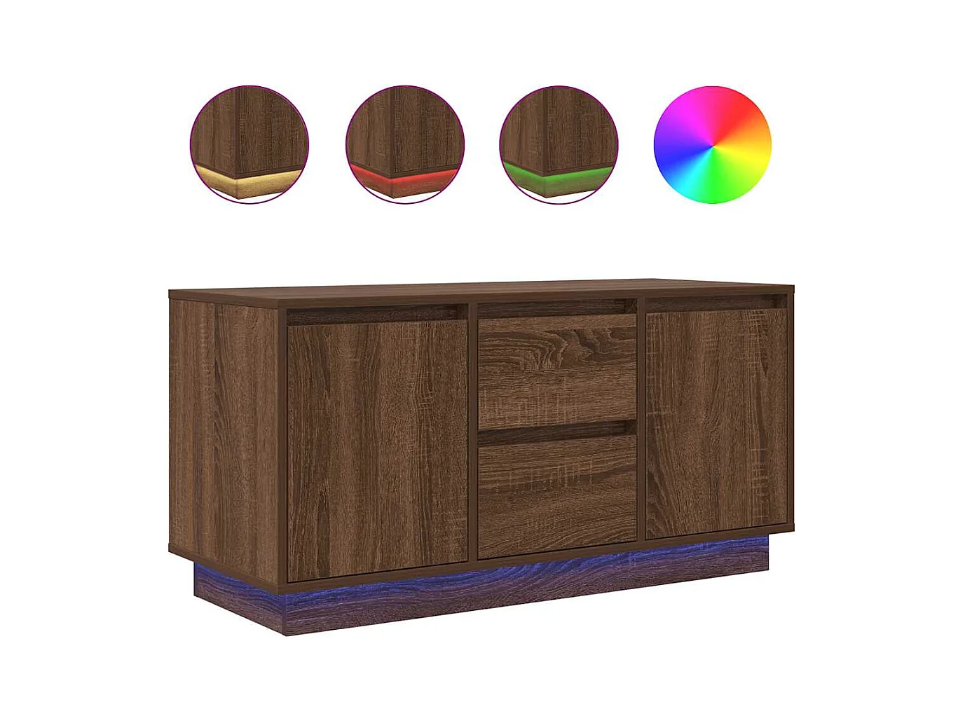 Móvel de TV com luzes LED 100x41x50 cm carvalho castanho