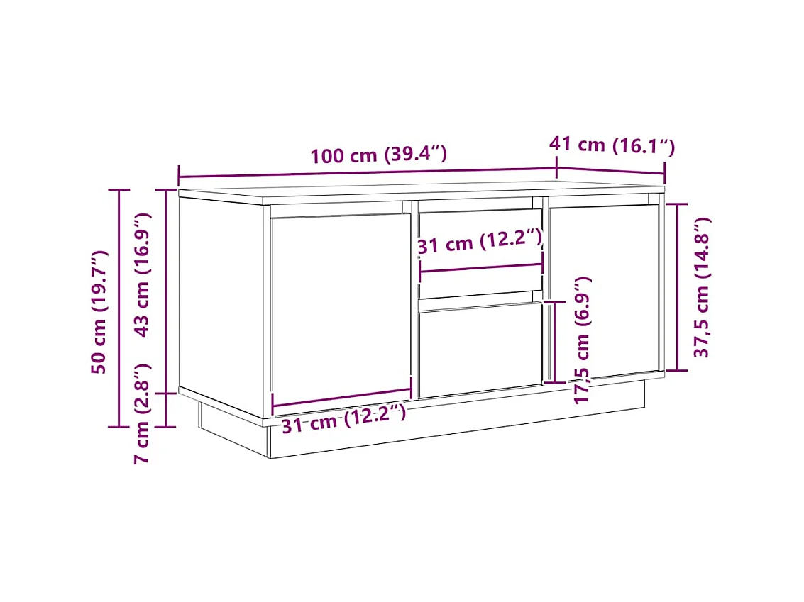 Móvel de TV com luzes LED 100x41x50 cm carvalho castanho