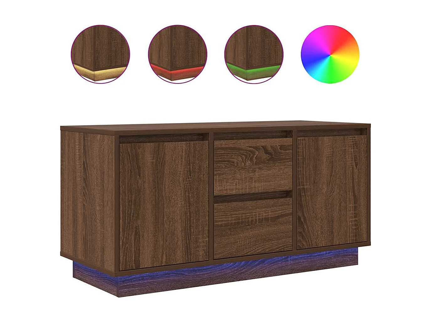 Tv-meubel met LED-verlichting 100x41x50 cm bruin eikenkleur