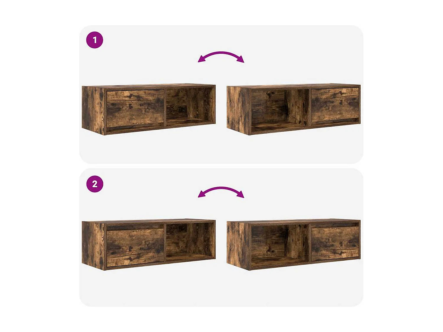 Meuble TV chêne fumé 80x31x25,5 cm bois d'ingénierie