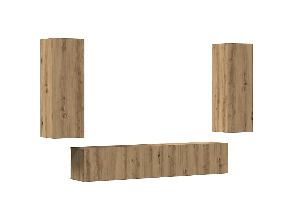 armários TV montados na parede 4 pcs madeira carvalho artisiano