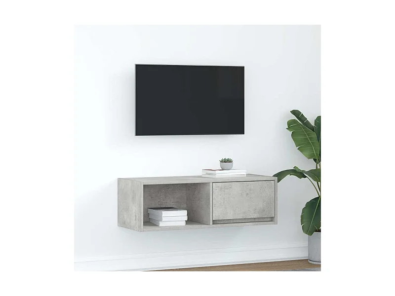 Meuble TV gris béton 80x31x25,5 cm bois d'ingénierie