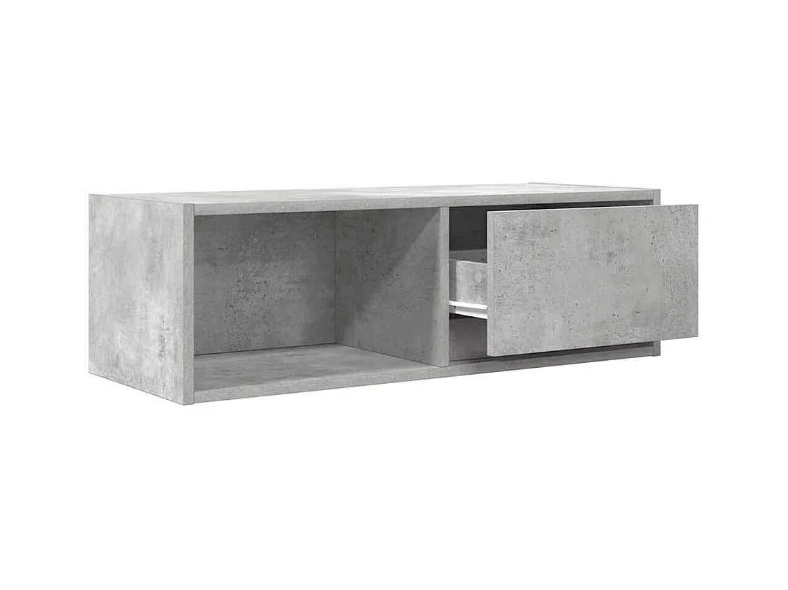 Meuble TV gris béton 80x31x25,5 cm bois d'ingénierie