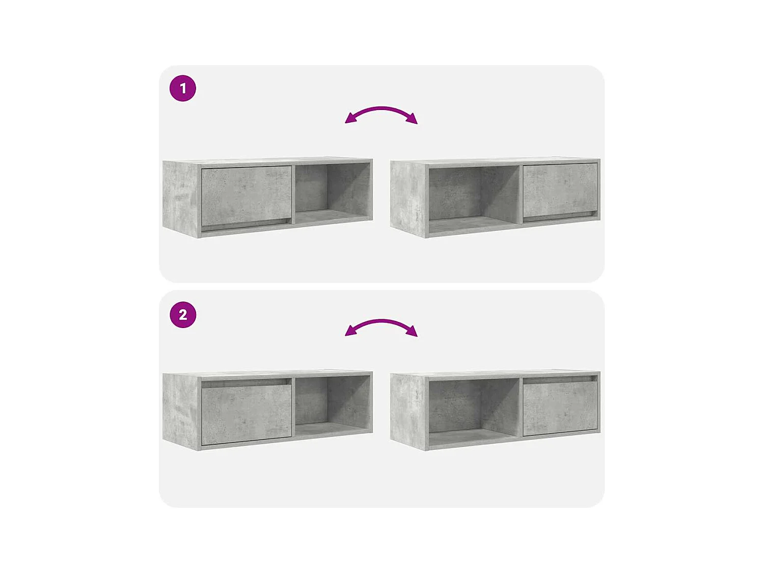 Meuble TV gris béton 80x31x25,5 cm bois d'ingénierie