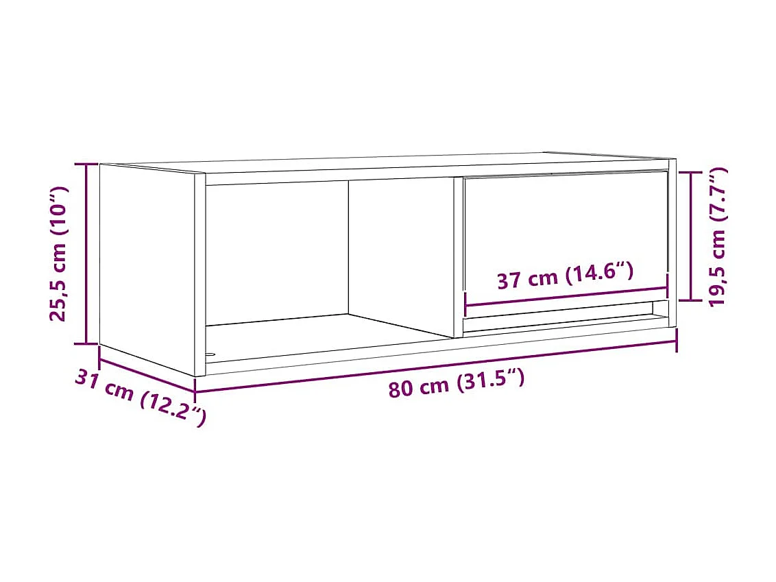 TV-Schrank Betongrau 80x31x25,5 cm Holzwerkstoff