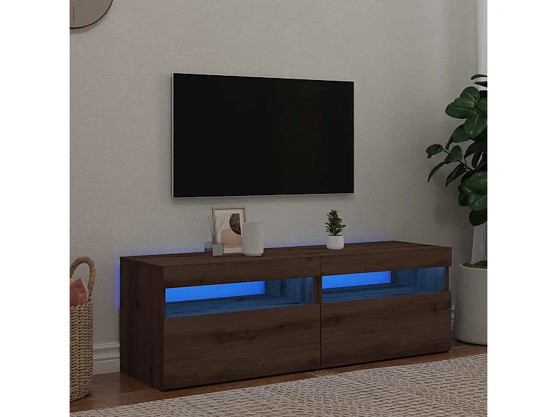 Mobili Porta TV con LED 2 pz Artigianale in Legno Multistrato