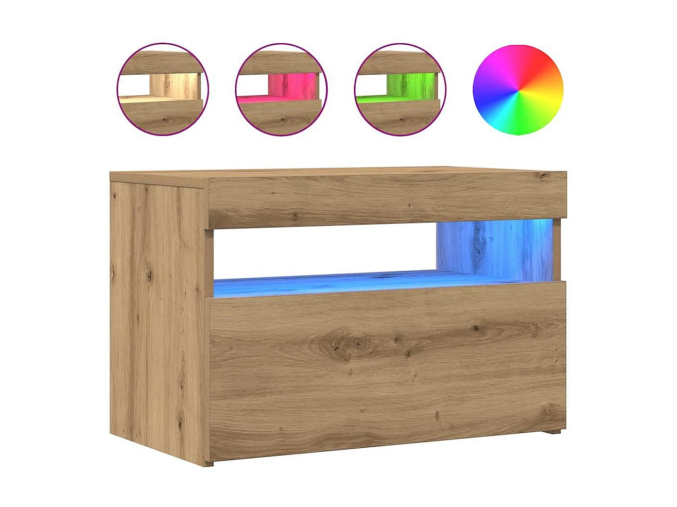 Meubles TV avec lumières LED 2 pcs chêne artisanal