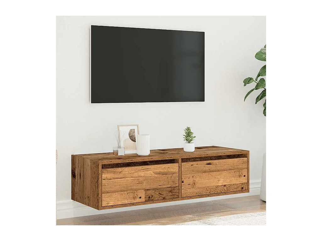 Tv-meubel met LED-verlichting 100X35,5x25 cm oud houtkleurig