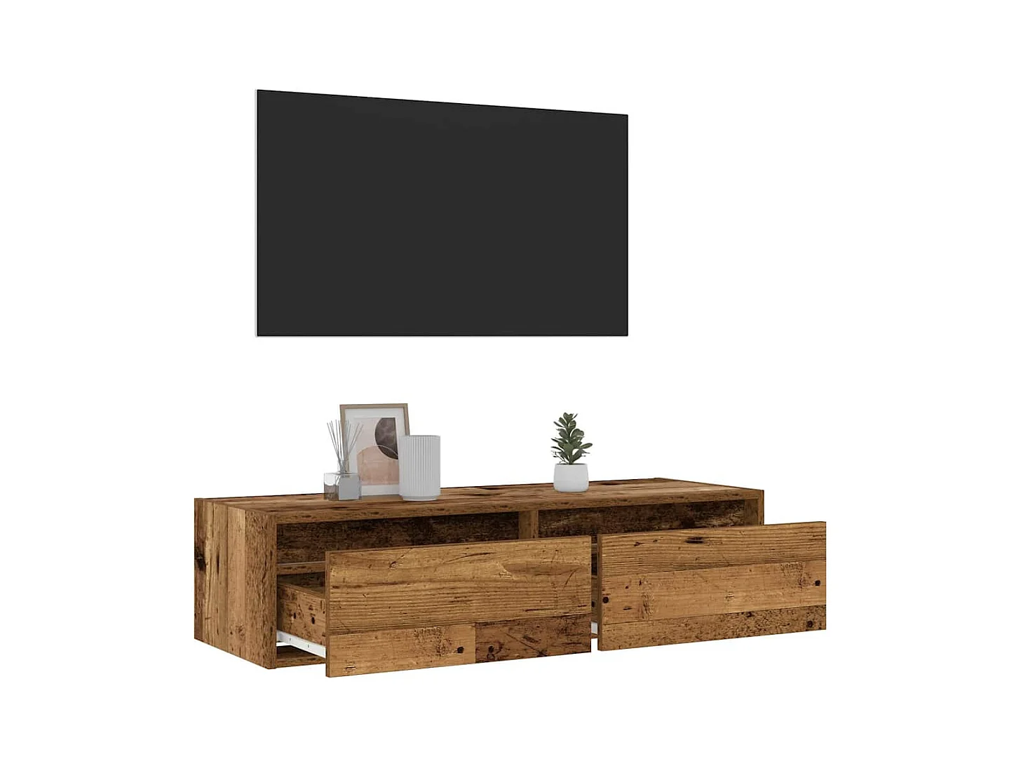 Tv-meubel met LED-verlichting 100X35,5x25 cm oud houtkleurig