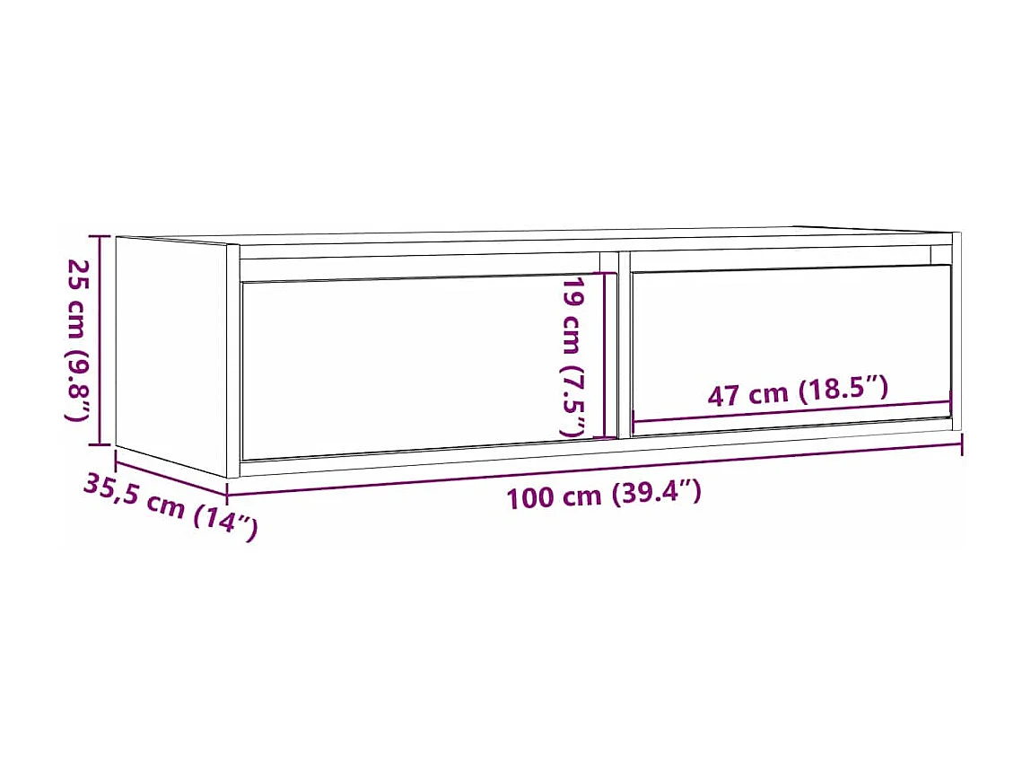 TV-Schrank mit LED-Leuchten Altholz-Optik 100x35,5x25 cm