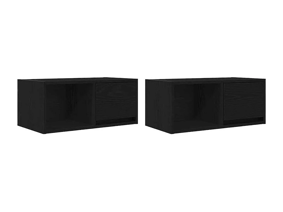 Meubles TV 2 pcs chêne noir 60x31x25,5 cm bois d'ingénierie
