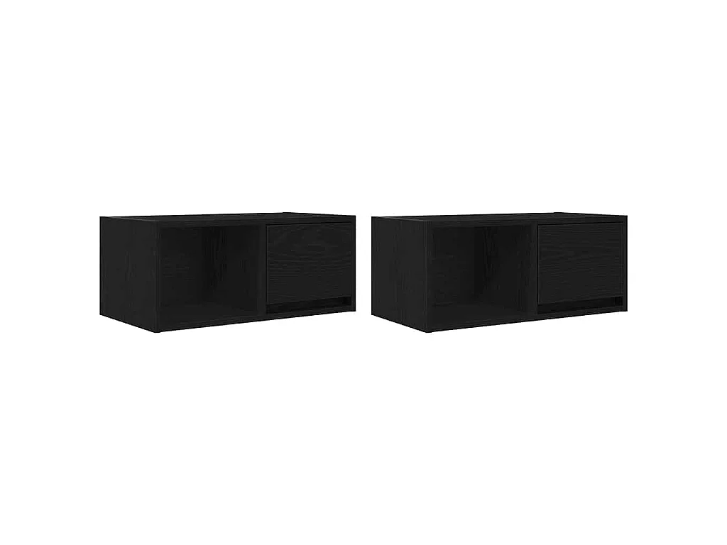 Mobili TV 2 pz Rovere Nero 60x31x25,5 cm in Legno Multistrato