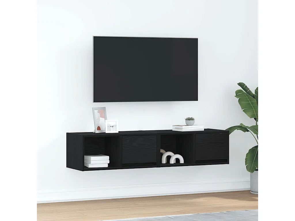 Mobili TV 2 pz Rovere Nero 60x31x25,5 cm in Legno Multistrato