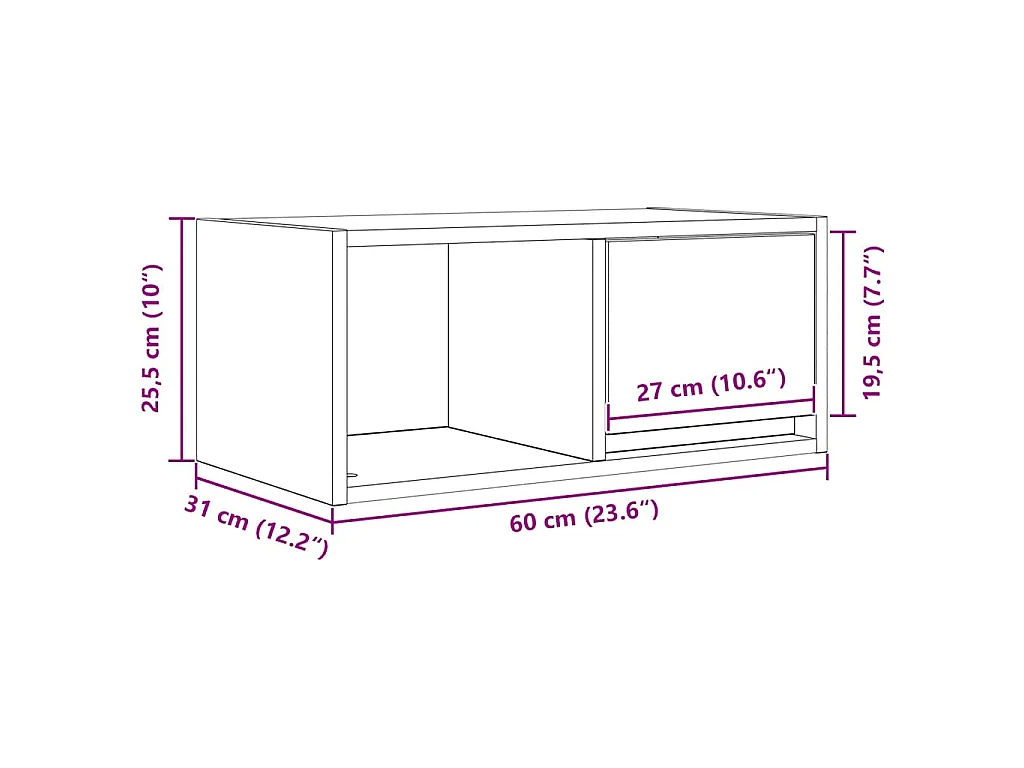 Mobili TV 2 pz Rovere Nero 60x31x25,5 cm in Legno Multistrato