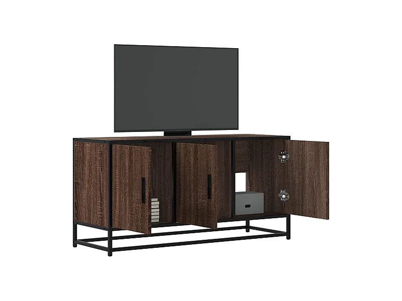 Mobile TV Rovere Marrone 100x35x50 cm Legno Multistrato Metallo