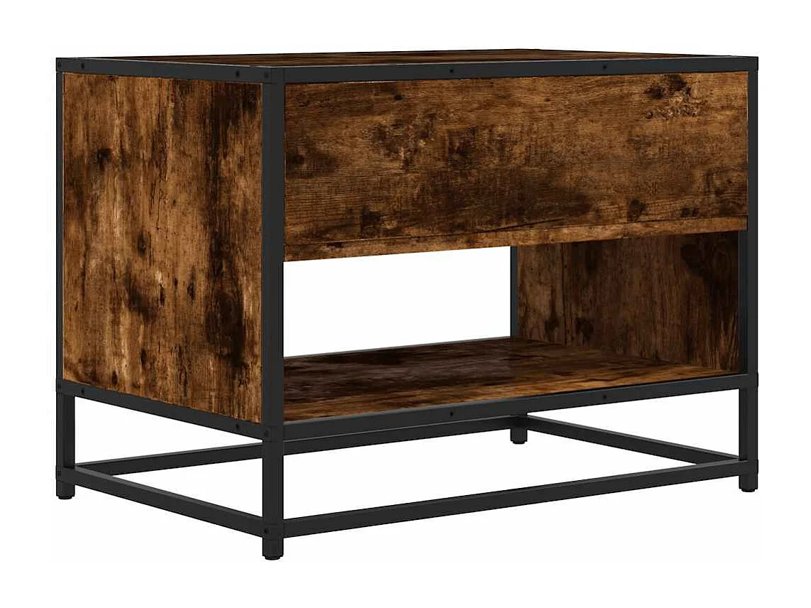 Meuble TV chêne fumé 61x40x46 cm bois d'ingénierie et métal