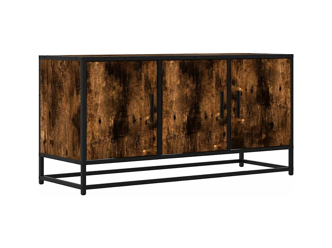 Tv-meubel 100x35x50 cm bewerkt hout metaal gerookt eikenkleurig