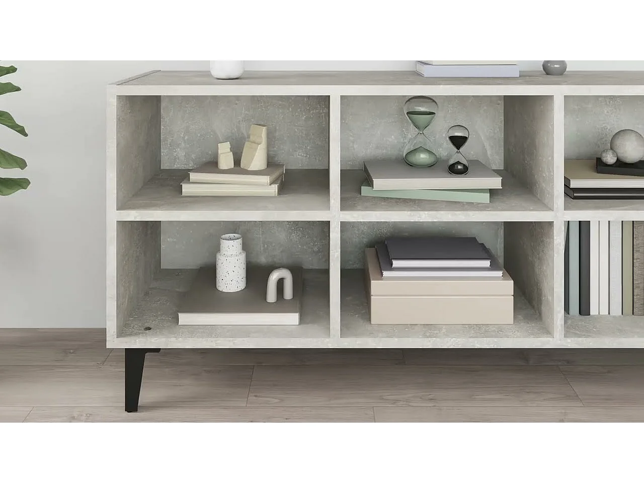 Meuble TV avec pieds en métal Gris béton 103,5x30x50 cm