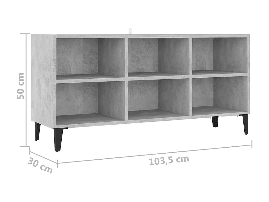 Meuble TV avec pieds en métal Gris béton 103,5x30x50 cm