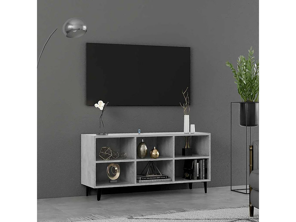 TV-Schrank mit Metallbeinen Betongrau 103,5x30x50 cm