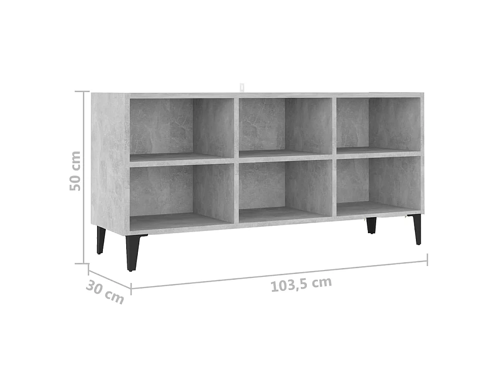 TV-Schrank mit Metallbeinen Betongrau 103,5x30x50 cm