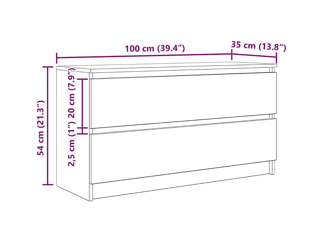 Meuble TV sonoma gris 100x35x54 cm bois d'ingénierie