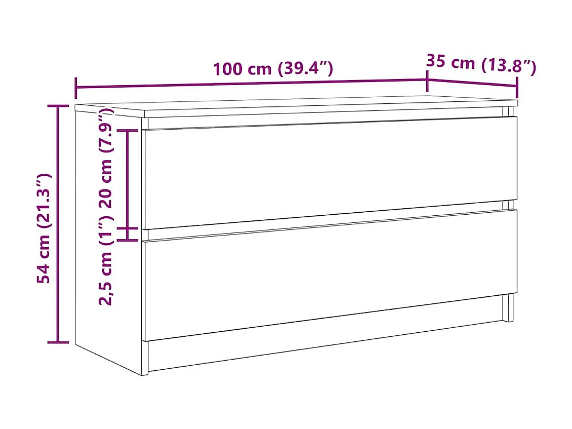 Meuble TV chêne marron 100x35x54 cm bois d'ingénierie