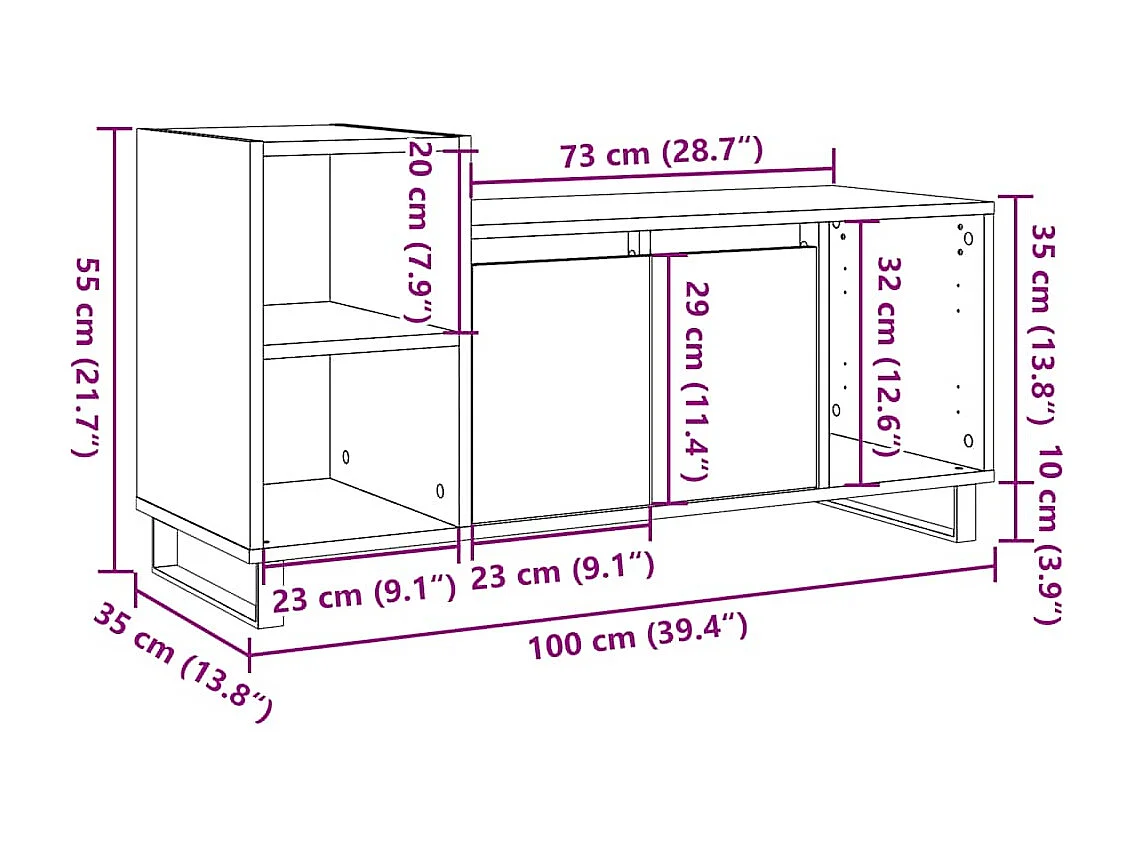 Mueble para TV madera ingeniería madera envejecida 100x35x55 cm