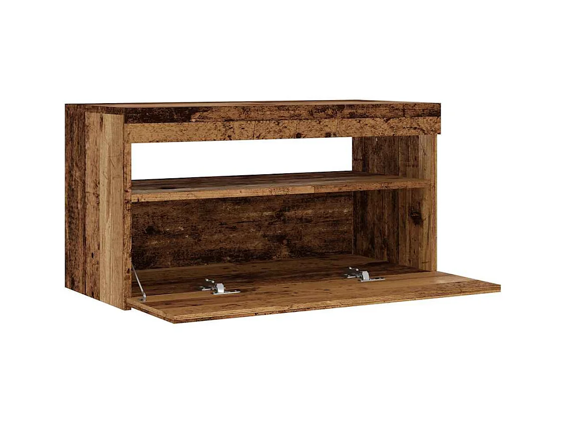 Meuble TV avec lumières LED vieux bois bois d'ingénierie