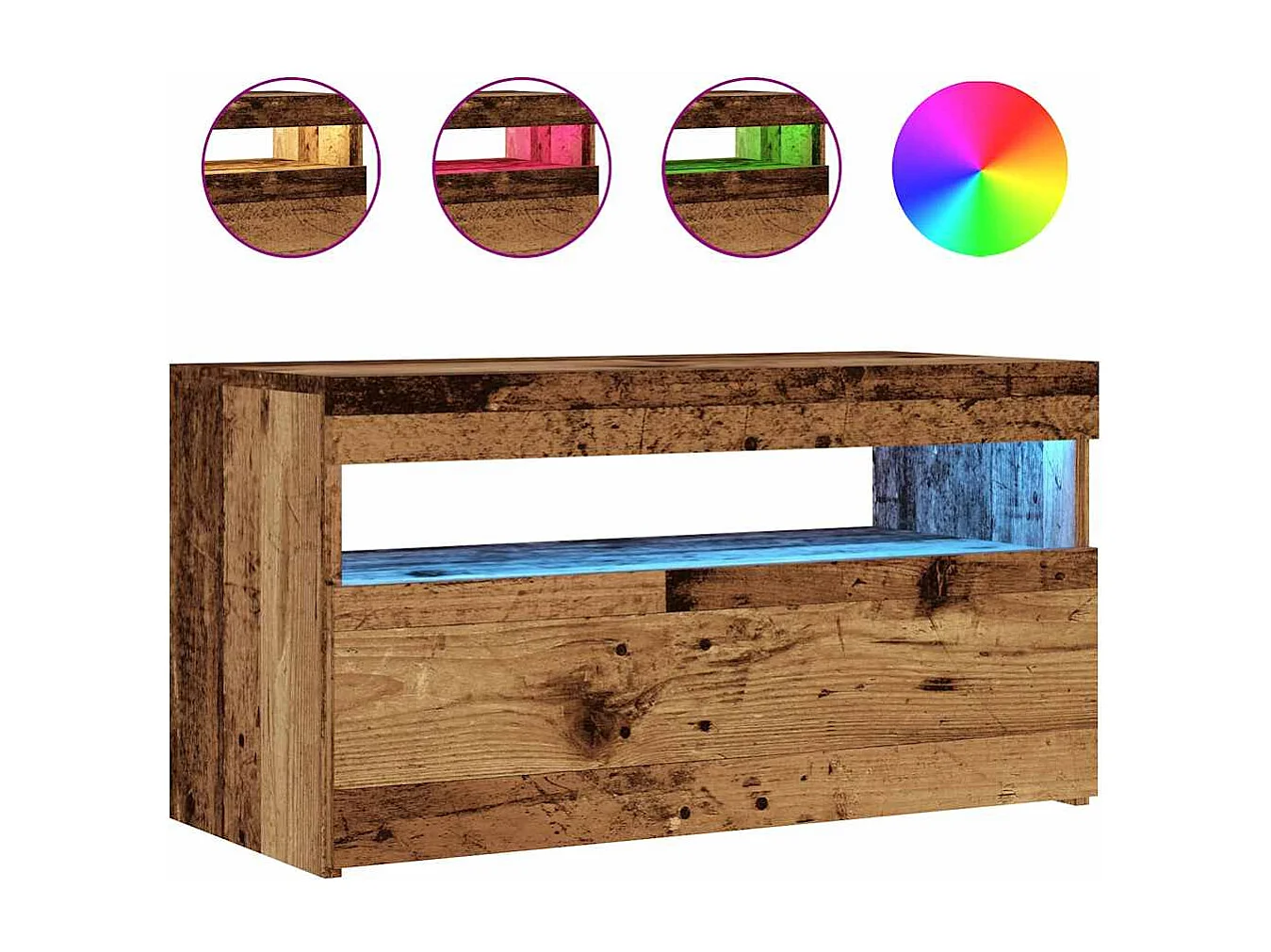 TV-Schrank mit LED-Leuchten Altholz-Optik 75x35x40 cm