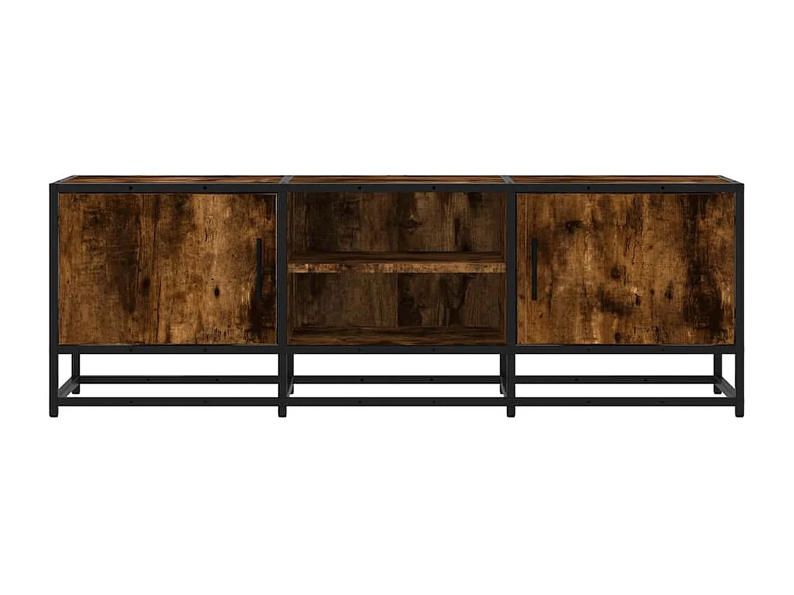 Mobile TV Rovere Fumo 120x35x41 cm Legno Multistrato e Metallo