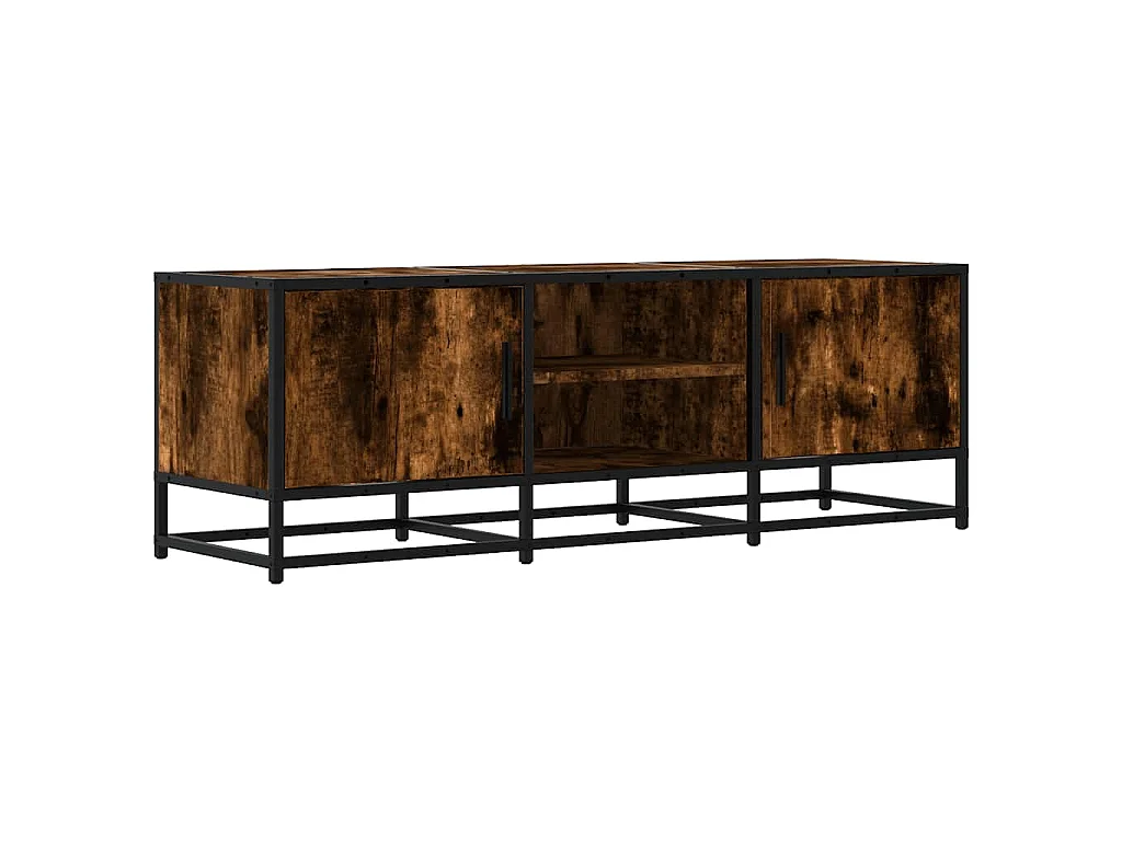 Tv-meubel 120x35x41 cm bewerkt hout metaal gerookt eikenkleurig